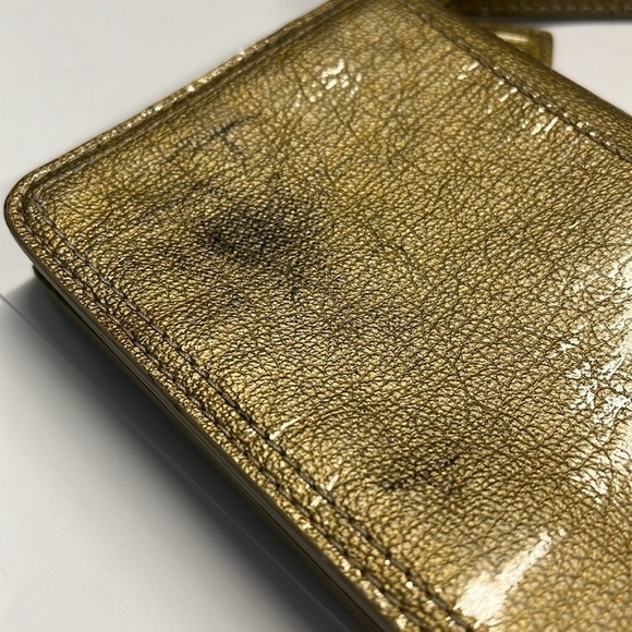 Coach Large Gold Patent Leather Clutch Wristlet Wallet Purse - Picture 3 of 13